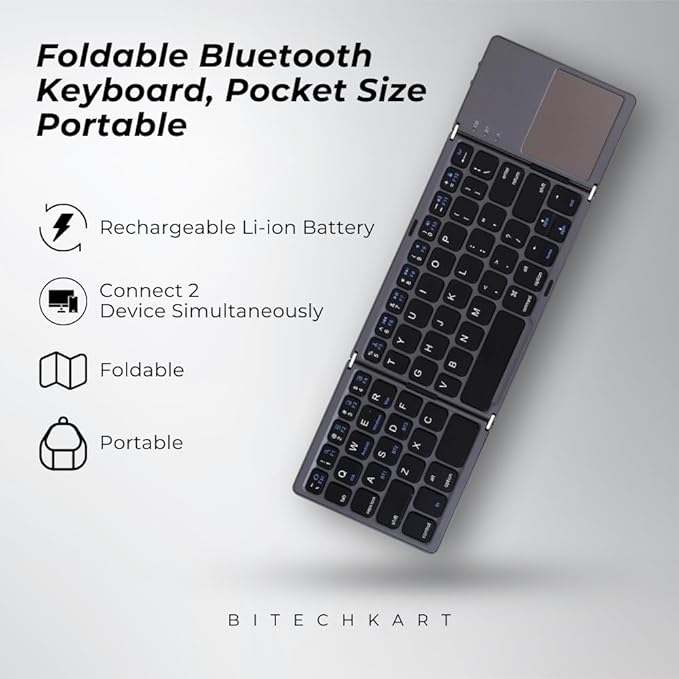 Foldable Bluetooth Keyboard for Phones Laptop and Tablets.