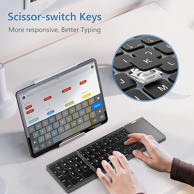 Foldable Bluetooth Keyboard for Phones Laptop and Tablets.