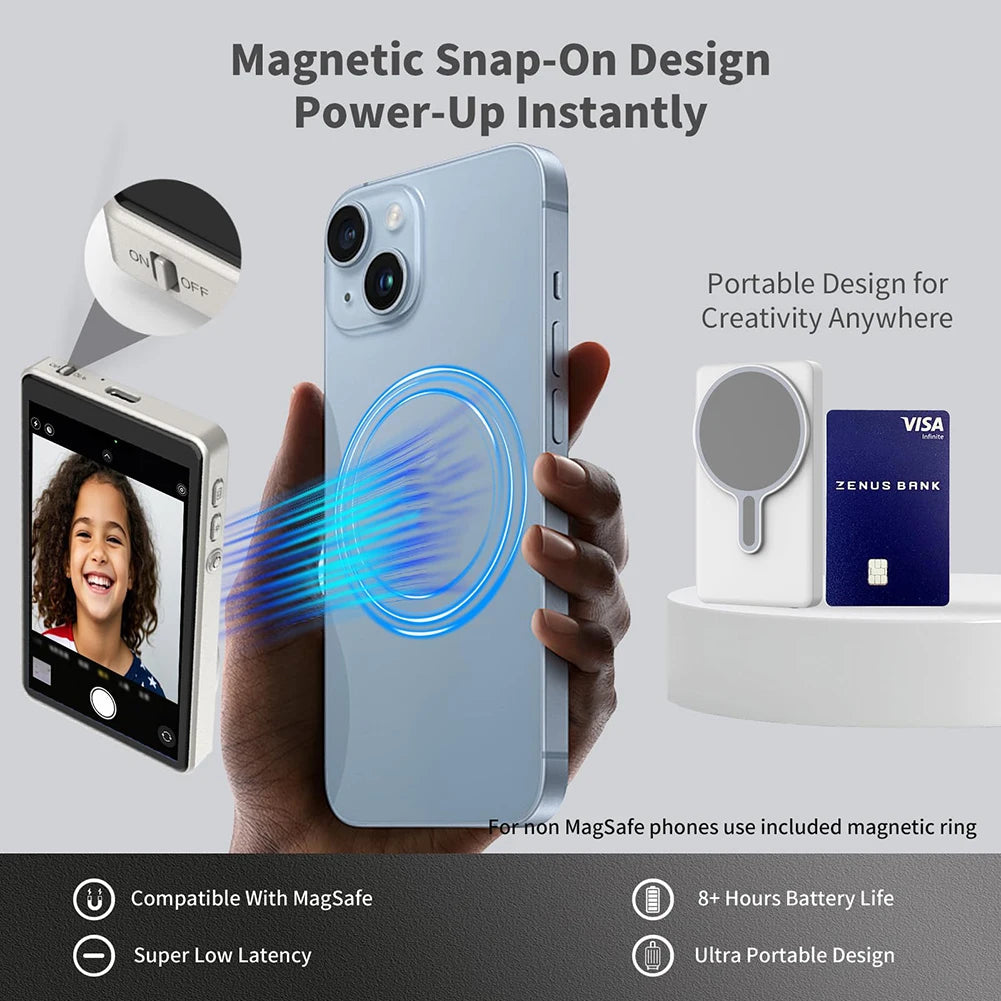 Magnetic Vlog Screen for Smartphone Rear Camera | Ultra Selfie Monitor for Vlogging & Live Streaming | Compatible with iPhone & Android Phones